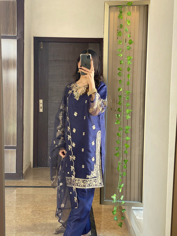 AGHA NOOR 3 PC (NAVYBLUE)